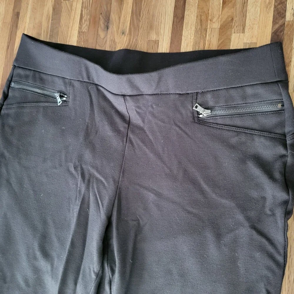 Ann Taylor Zipper Pocket Black Pull on Low Rise Stretch Career Pants - Picture 2 of 10